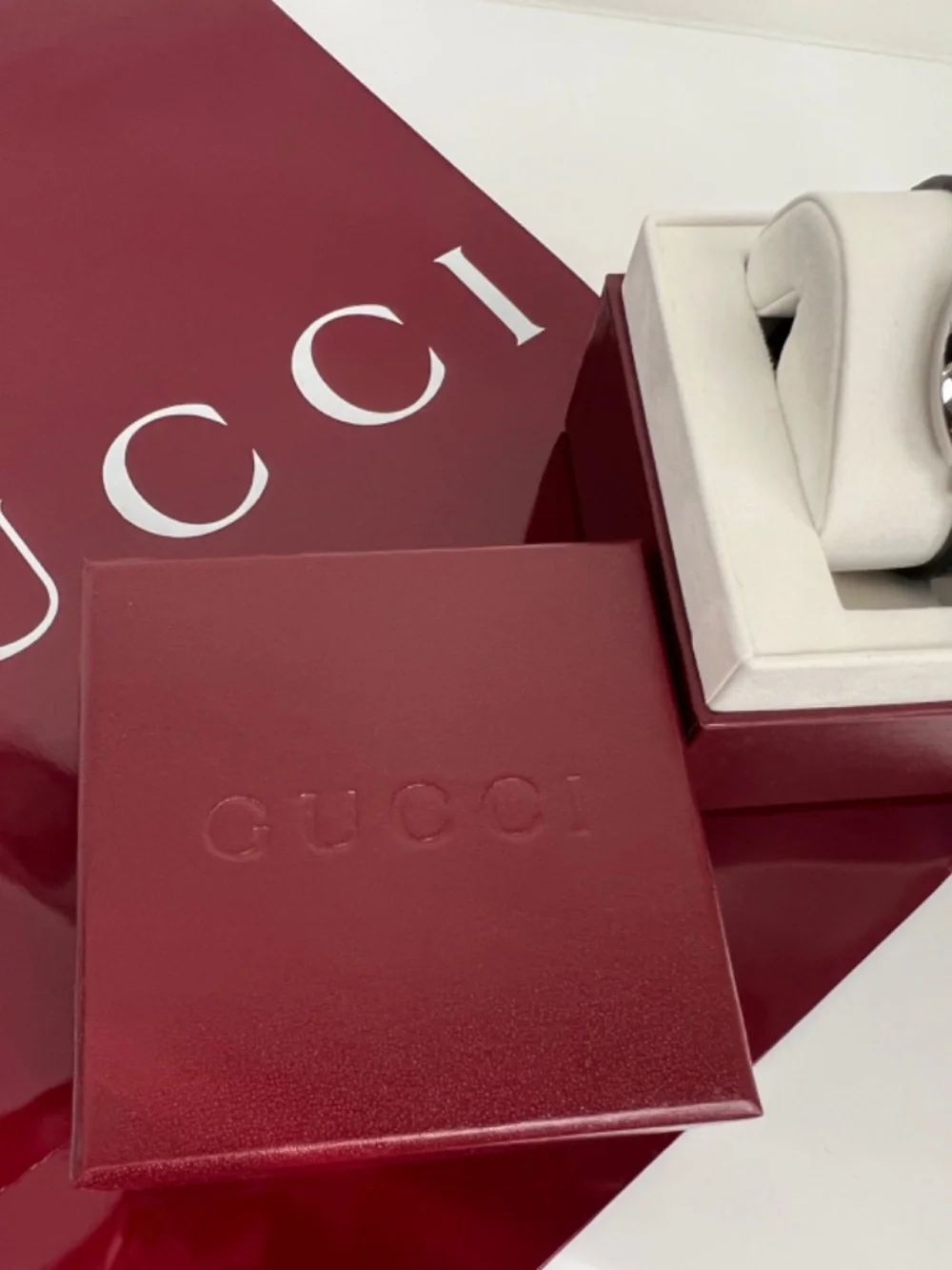 Gucci Grip Watch 35 mm Unisex Stainless Steel Silver 3 Windows Green Alligator